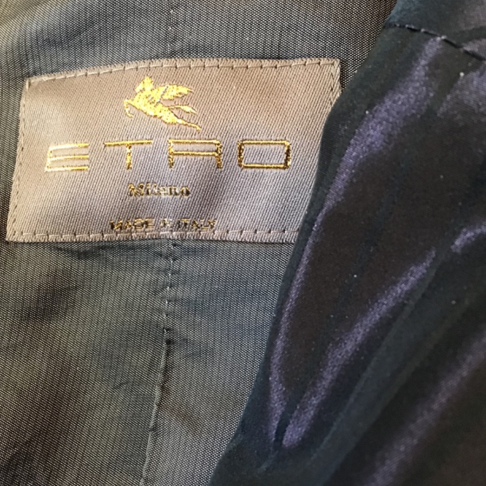 ETRO Striped Shiny Velvet Trim Puff Sleeve Buttoned Front Jacket - Picture 4 of 6